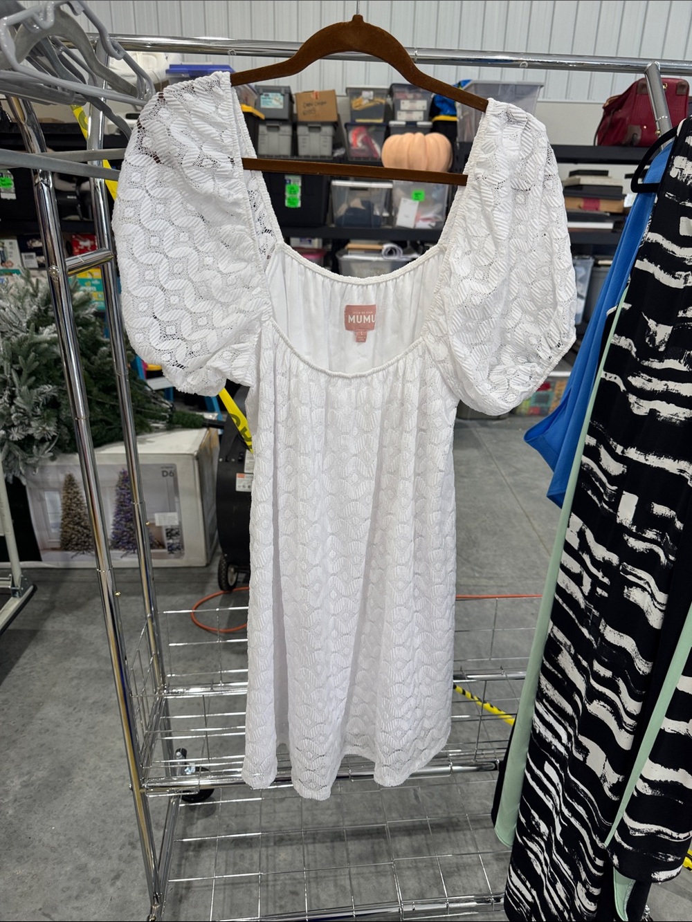 Show Me Your MuMu White Lace Puff-Sleeve Tunic